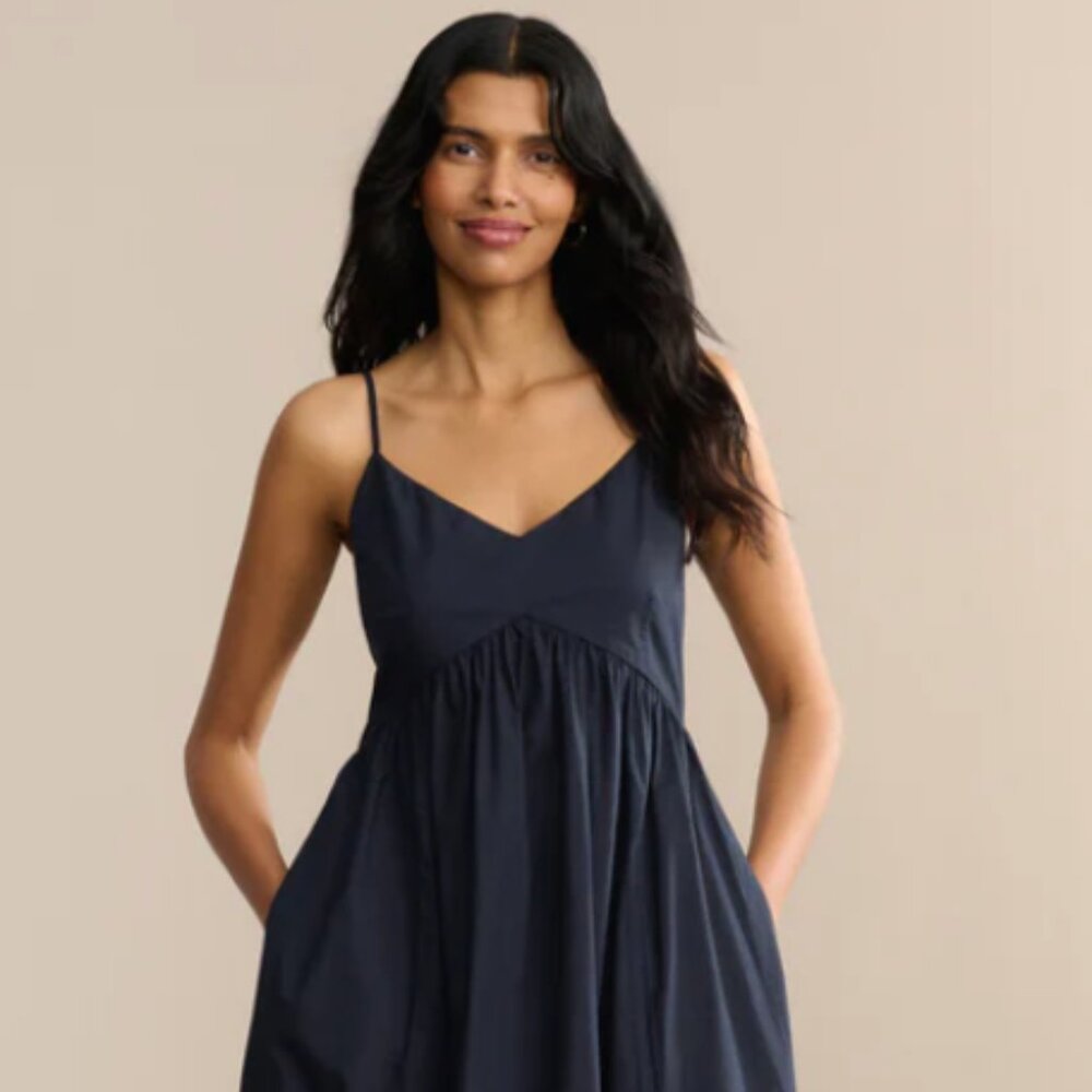 Jenni Kayne Navy V‑Neck Spaghetti‑Strap Midi Dress